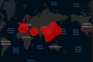 خريطة انتشار فيروس كورونا المستجد